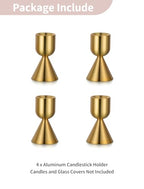 NUPTIO Candle Stick Candle Holder: Set of 4 Gold Aluminium Candlestick Holders - Brass Taper Candleholder for Fall Thanksgiving Christmas Table Fireplace Decoration - size: Style 1