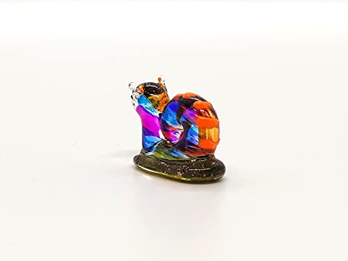 Rare Snail Micro Tiny Hand Blown Glass Art Figurines Animals Collectible Gift Home Décor (Multi-Color) - color: Multicolor