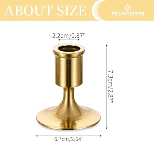 Romadedi Gold Candlestick Candle Holders for Taper, 2 PCS Gold Brass Color Candle Stick Candle Holder for Table Centerpiece, Wedding Reception, Festive Christmas Mantel Decoration or Home Decor - color: Brass-2, size: 2 pcs