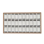 LOYALHEARTDY 30 Grid Watch Jewelry Tray Organizer Wooden Box Organizer Display Tray Watch Bracelet Display Holder with Removable Pillow for Men & Women Storage and Display