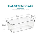 12 Pack Drawer Organizer - 3" X 6" Clear Acrylic Storage Bins with Non-Slip Pads, Versatile Desk Tray for Makeup, Jewelry, Kitchen, Bathroom, and Office Organization - size: 3"X 6"