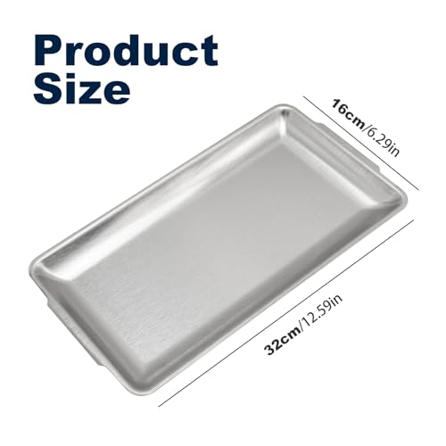 3Pcs 304 Stainless Steel Food Serving Tray, 12.6" Rectangular Serving Platters Multipurpose for Kitchen,Party Organizer Tray for Buffet Brushed Nickel (Silver) - color: Silver