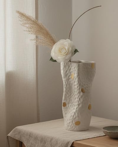 Ceramic Vases for Home Decor, 9.9 Inch Organic Nature Twisted Shape, OOSTONEE Gold Modern Wabi Sabi Unique Flower Vase for Home, Living Room, Bedroom, Dining Table, Centerpiece Decor - color: Gold