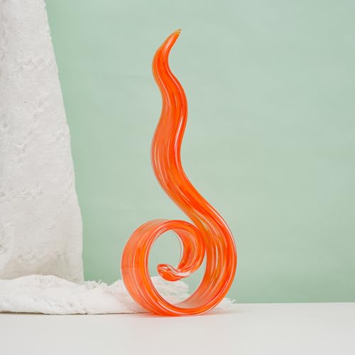 11.4" Tall Hand-Blown Glass Sculpture Murano-Style Sculpture Art Ornament Statue Figurines Home Decor Accent Piece Coastal Ocean Nautical Home Decor,Shelf,TV Stand,Tabletop Centerpieces,Wonderful Gift - color: Red