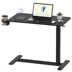 FLEXISPOT H7 Adjustable Overbed Bedside Table with Wheels Pneumatic Mobile Standing Desk Laptop Desk Rolling Computer Cart Movable Overbed Table Hospital Home Use(31.5" W x 17.7" D, Black Large) - color: Black, size: Large