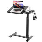 Overbed Bedside Table with Wheels,Tiltable Hospital Bed Table, Pneumatic Adjustable Overbed Table, Rolling Laptop Desk, Mobile Standing Desk for Bed, Couch, or Hospital Use - color: Black