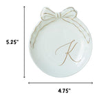 COLLECTIVE HOME Custom Initial Ceramic Jewelry Tray with Bow - Ring Holder & Earring Dish | Christmas Gift Idea for Women, Unique Birthday Present for Her (K) - color: K