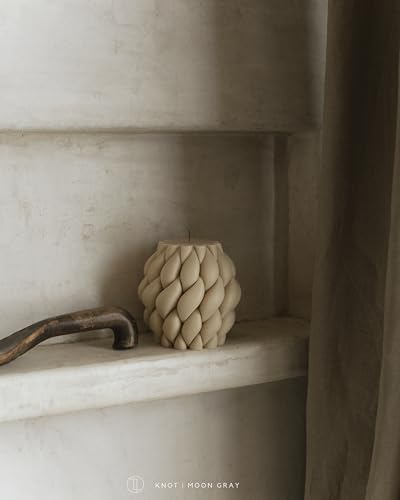 LAWA Knot Ball Candle - Large Beautiful Handmade Pillar Scented Soy Wax Elegant Bubble Aesthetic Candle Housewarming Gift Home Room Shelf Decor Idea Moon Gray - color: Moon Gray