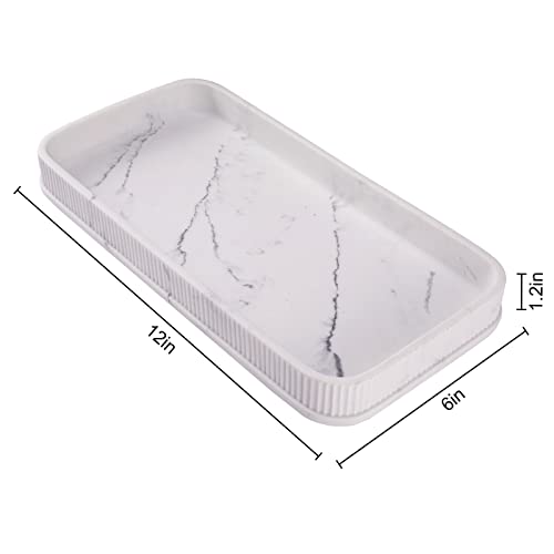 Bathroom Counter Tray Matte Vanity Tray Decor Perfume Trays Dresser Holder for Bathroom Countertop Jewelry Candle Soap Plant Towel Cosmetic Organizer Rectangle Large Serving Tray - color: Marble4