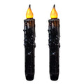 CVHOMEDECO. Real Wax Hand Dipped Battery Operated LED Timer Taper Candles Country Primitive Flameless Lights Décor, 6-3/4 Inch, Matt Black, 2 PCS in a Package - color: Matt Black 2 Pcs