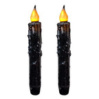 CVHOMEDECO. Real Wax Hand Dipped Battery Operated LED Timer Taper Candles Country Primitive Flameless Lights Décor, 6-3/4 Inch, Matt Black, 2 PCS in a Package - color: Matt Black 2 Pcs