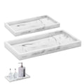 2 Packs Silicone Bathroom Vanity Tray Large 11.8" ＆ Small 7.8" Set - Rectangle Shatterproof Flexible Bathroom Tray for Soap Dispenser, Tissues, Candles, Towel, Plant, Perfume Key - color: White 11.8" & 7.8"