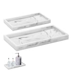 2 Packs Silicone Bathroom Vanity Tray Large 11.8" ＆ Small 7.8" Set - Rectangle Shatterproof Flexible Bathroom Tray for Soap Dispenser, Tissues, Candles, Towel, Plant, Perfume Key - color: White 11.8" & 7.8"