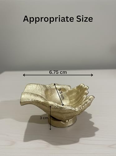 Golden Caring Cupped Hands Shaped Decorative Hand Bowl -Cute Catch All Trinket Tray - Candy Dish Offering Stand - Home Decor Hand Jewellery Holder - Mother’s Day Birthday Christmas Gift - color: Golden