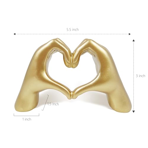 Gold Heart Hands Statue, Hand Hearts Sculpture, Modern Table Shelf Accessories Decor, I Love You Ornament, Miniature 5.5'' x 3'' - color: Gold, size: 5.5 x 3 x 1.5