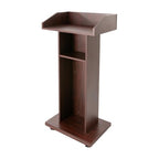 43.3 Inches Pulpit with Wooden Heavy Base, 3-Tier Movable Church Pulpit Portable Podium Stand for Lectern eith 4 360° Swivel Wheels in Conference Rooms, Schools, Classrooms, Meeting Halls - color: Brown(22*15.3*43.3in)
