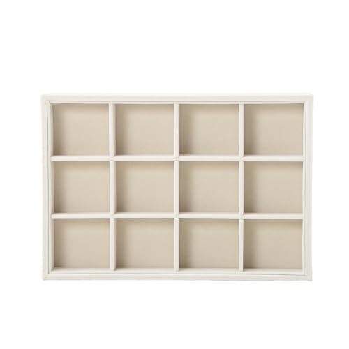 Beige 12Grid Bedside Organizer - Multi-use Holder for Jewelry, Sunglasses, Phone, Watch, Perfume, Lipstick - Nightstand & Desk-top Catchall Tray - color: Beige Velvet, size: 12 Grid