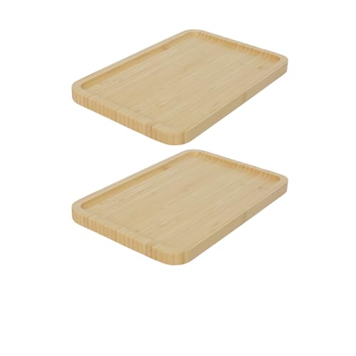 2 Pack Bamboo Vanity Tray, Bathroom Counter Tray Natural Wooden Decorative Tray Kitchen, Shower, Dining Table Vanity,10×6.9 Inch - size: 10" x 6.9" x 1.2"
