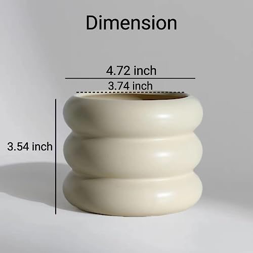 Ceramic Plant Pot Indoor, 4.5 Inch Flower Pot with Drainage Hole, Small Bubble Design Ceramic Planter for Home & Office Decor (Beige) - color: S-beige, size: 4.7inch