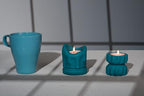 Handcrafted Tealight Candle Holder Designed as a Melting Candle; Handmade Tea Light Candle Holder; Bathroom, Living Room Mantel, Entryway, Buffet and Dining Table Decoration Peacock Blue - color: Peacock Blue