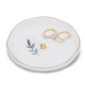 Personalized Ceramic Ring Dish, Initial Jewelry Tray for Rings, Earrings, Necklaces & Bracelets, Gift for Engagements, Birthdays, Holidays, Mom, Sister, Bridesmaid, Bride-to-Be, 4" Ring Plate - color: B