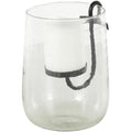 Deco 79 Glass Decorative Candle Holder Candle Stand with Black Metal Accents, Candlestick Holder 6" x 6" x 9", Clear - size: 6" x 6" x 9"