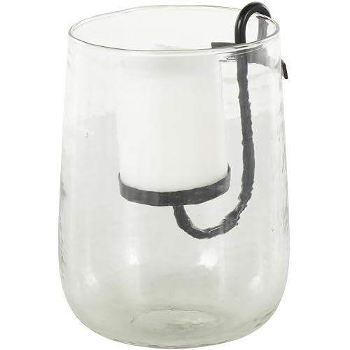 Deco 79 Glass Decorative Candle Holder Candle Stand with Black Metal Accents, Candlestick Holder 6" x 6" x 9", Clear - size: 6" x 6" x 9"