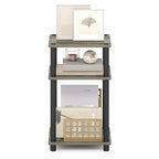Furinno JUST Side Table Set of 2, 3-Tier End Tables, Open Shelves Night Stand, Nightstand, Toolless Assembly, for Living Room, Bedroom, French Oak - color: French Oak Grey/Black, size: 3-Tier, Round Pole, style: 2-Pack