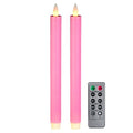 Flameless Taper Candles Flickering with Remote and Timer, 3D Moving Flame Taper Candle Battery Operated to 400 Hours, 9 Inch Window Candles, (Pink) - color: Pink