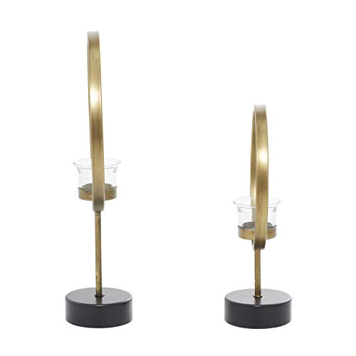 Deco 79 Metal Decorative Candle Holder Circular Votive Candle Stand, Set of 2 Candlestick Holder 15", 11"H, Gold - color: Gold, size: 15", 11"H
