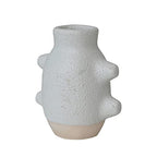 Creative Co-Op Abstract Stoneware Vase, White Volcano Finish - size: 6" H
