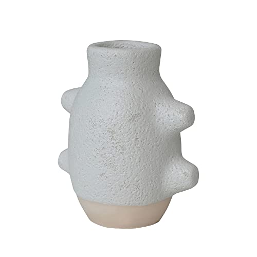 Creative Co-Op Abstract Stoneware Vase, White Volcano Finish - size: 6" H