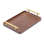 XZHXFX Bamboo Serving Tray with Gold Handles, Food Tray for Breakfast,Coffee Table,Dinner & Bar, Decorative Tray for Kitchen, Bedroom (Small) - size: 11.8" x 7.7" x 2"