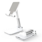 Cell Phone Stand, Adjustable Angle and Height Cell Phone Holder for Desk, Foldable and Portable, Anti-Slip Silicone Pad, Compatible with All Mobile Phones and 4-8 Inch Devices, White - color: White