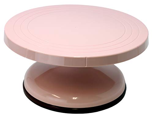 Creative Hobbies 10.5 Inch Rotating Cake Decorating Turntable - Pink Plastic - Revolving Cake Stand, Banding Wheel, Sculpture Stand with Sturdy Base