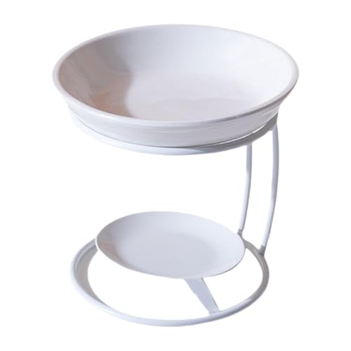 Qianly Ceramic Essential Oil Burner with Metal Frame, Ideal for Bedroom, Living Room Or Office, White - color: White