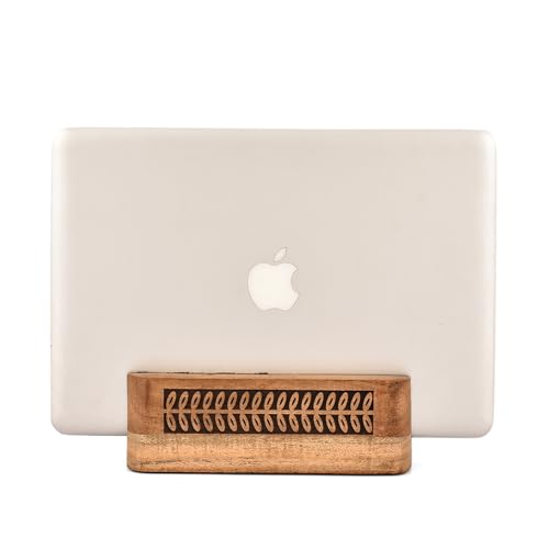 NIRMAN Laptop Stands Acacia Wood Vertical Laptop Stand for Desk Suitable for laptops Gaming Laptops, IPad, Tablets (8" x 2.3" x 2.5")