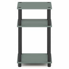 Furinno JUST Side Table, 3-Tier End Table, Open Shelves Night Stand, Bedside Table, Toolless Assembly, for Living Room, Bedroom, Bathroom, Sage Green - color: Sage Green/Black, size: 3-Tier, Round Pole, style: 1-Pack