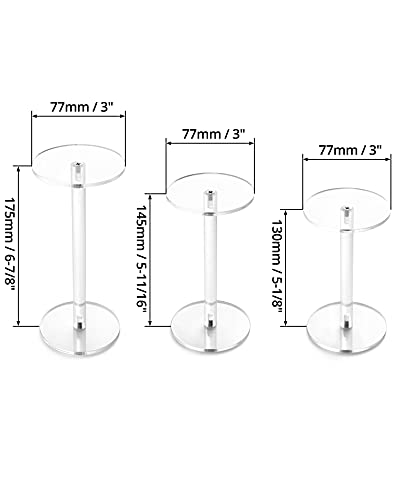 QWORK Round Acrylic Display Stand, Premium Clear Round Riser Stands, Set of 3