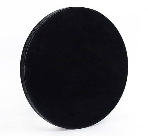 HofferRuffer Round Serving Tray 20'', Elegant Faux Leather Circle Ottoman Table Tray, Serve Tea Coffee Breakfast in Bedroom Living Room Kitchen (Classic Black) - color: Black, size: 20"