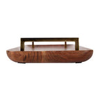 Kate and Laurel Cantwell Mid-Century Modern Wood Tray, 18 x 8, Walnut Brown, Decorative Tray for Serving, Storage and Display