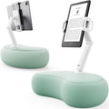 SAIJI Tablet Pillow Stand for Bed – iPad & Kindle Holder with Flexible Dual Axis Arm & Microbead Cushion, 360° Adjustable Lap Beanbag Phone Holder Fits Devices with 4.7"–15.6" Screens (Cyan) - color: Cyan