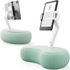 SAIJI Tablet Pillow Stand for Bed – iPad & Kindle Holder with Flexible Dual Axis Arm & Microbead Cushion, 360° Adjustable Lap Beanbag Phone Holder Fits Devices with 4.7"–15.6" Screens (Cyan) - color: Cyan