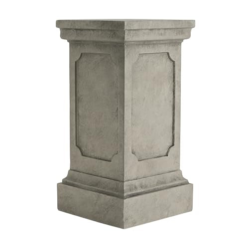 Christopher Knight Home Classic Square Flower Stand 25.75" Pedestal Plant Stand Indoor Outdoor Display Table for Ferns Orchids Sculptures with MGO Construction Brushed Finish, Light Gray - size: 25.75"