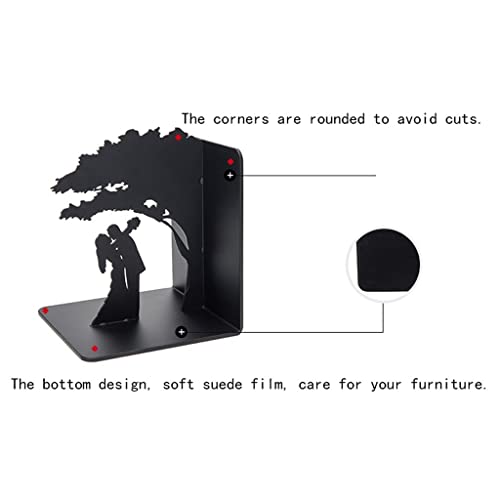 Bookends Book Ends for Shelves Hollow-Out Metal Art Bookends Decorative Book Ends Heavy Duty Home Office Book Stoppers Book Holders Desktop Decoration Organizer Decorative Bookends (Color : B) - color: B