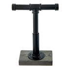 MyGift Adjustable Height Industrial Pipe Organizer Stand - Rustic T-Bar for Jewelry, Headphones, Medals, Kitchen Utensils & Display, Gray Wood Base (Black/Gray, Country Style) - color: Black / Gray
