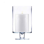 CYS EXCEL Glass Hurricane Pillar Candle Holder (H:10" W:6") | Multiple Size Choices Short Stem Candle Centerpieces | Stemmed Glass Cylinder Candle Vase - size: H-10" W-6"