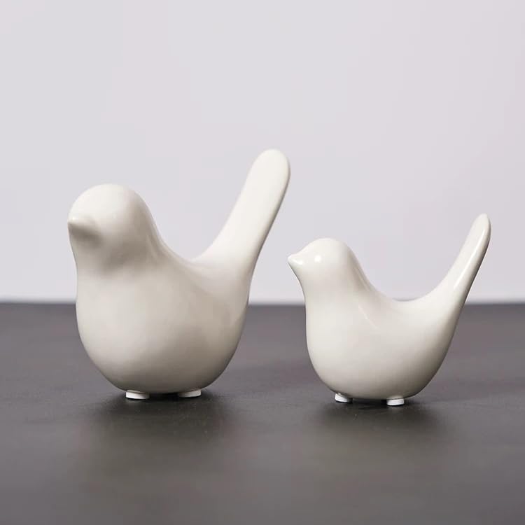 Small Animal Statues 2 Pack, Home Decor Modern Style, Decorative Ornaments for Living Room, Bedroom, Office Desktop, Cabinets, White - color: White