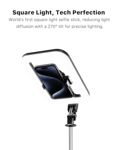 M MYBAT PRO 9" Outdoor Selfie Light - 72" Extendable Tripod Stand with 4-Leg Base, Portable Dimmable LED Lights for Travel/Camping/Riding, Phone Holder & Wireless Remote for YouTube/TikTok/Video