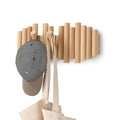 Umbra Picket Coat Rack Wall Mount – 5 Flip-Down Wood Coat Hooks, Modern & Functional Storage, Easy Install Wall Hooks, Natural - color: Natural, size: 5-Hook